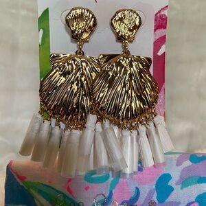 Lilly Pulitzer Gold and Cream Tassel Earrings